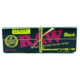 Bibułki + Tipy RAW Black Classic Connoisseur 1 - 1/4 - 32 szt.