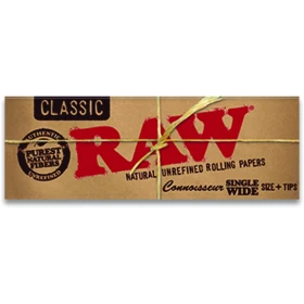Bibułki + Tipy RAW Classic Single Wide Connoisseur - 50 szt.